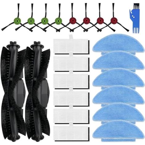 Repuestos adecuados, compatibles con Lubluelu SL60D, Tikom L9000, HONITURE Q6 SE, Laresar L6 Nex, Medion X20 SW+, 2 cepillos principales, 8 cepillos laterales, 6 filtros HEPA, 6 paños de limpieza