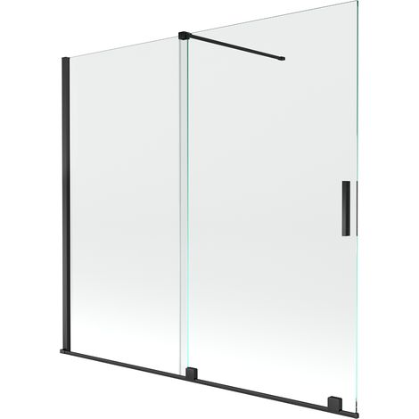 Mexen Velar 2-Flügel-Badewannenwand Regulierbare 170 x 150 cm, transparent, Schwarz - 896-170-000-01 (1/5)