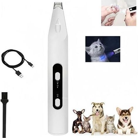 Tondeuse professionnelle et silencieuse pour chiens, kit de toilettage électrique à 2 vitesses avec lumière LED, pour chats et animaux de compagnie. (1/5)