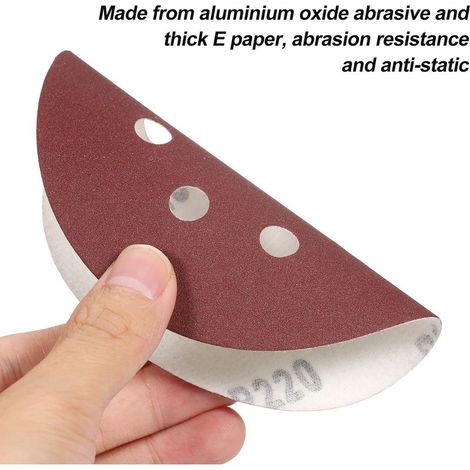 Disques abrasifs 8 trous de 125 mm (5 pouces), grains 220/180/120/80/60, pour ponceuse orbitale aléatoire, 50 unités (1/5)