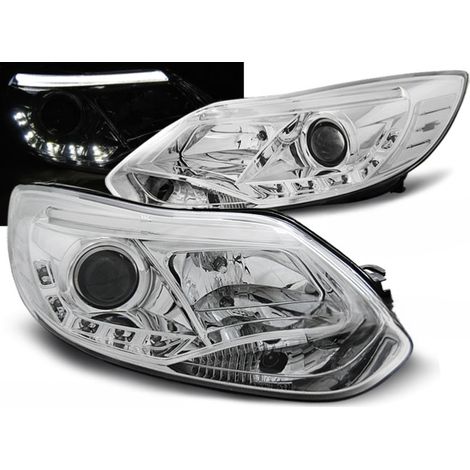 Paire de feux phares Ford Focus de 2011 a 2014 Daylight led LTI chrome-27361359 (1/2)