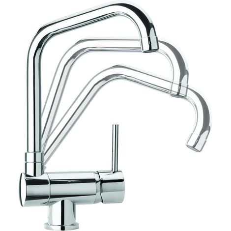 1 - Mitigeur Cuisine - Robinet Rabattable - Bec Haut Pivotant 360 Degrés - Pour Évier - Chrome - 25,5cm