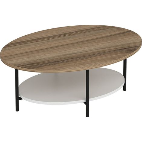Tavolino ovale con vano contenitore effetto rovere / bianco 030008477
