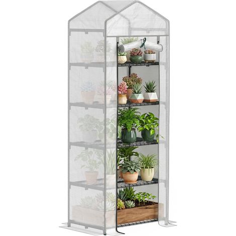 Mini Garden Greenhouse with 5 Shelves 193 cm White and Grey (1/5)