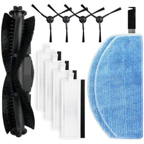 Remplacement compatible avec robot aspirateur Honiture G20 / G20 Pro, 1 brosse rotative, 4 brosses latérales, 4 filtres Hepa, 2 lingettes serpillière accessoires de rechange,1outil de nettoy, (1/4)