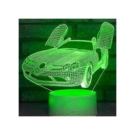 3D-Sportwagen-Tischleuchte mit optischer Täuschung, 7-farbig wechselndes LED-Licht – das perfekte Geschenk für Weihnachten, Zuhause oder zum Geburtstag