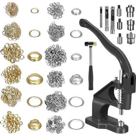 Machine à œillets, moules interchangeables, kit d'outils pour œillets, NOIR (1/2)