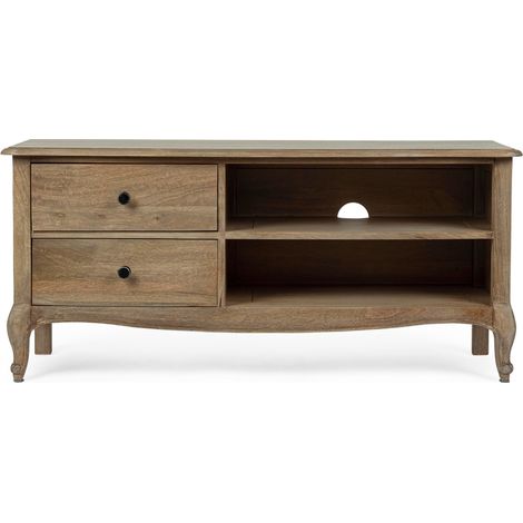 Meuble TV bois de manguier massif finition naturelle Domika 115cm (1/5)