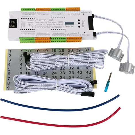 Détecteur de mouvement LED, détecteur de mouvement à LED, barre lumineuse d'escalier, 32 canaux, gradation, lumière, mouvement intérieur, veilleuse, DC 12 V/24 V, LED flexible système de (1/5)