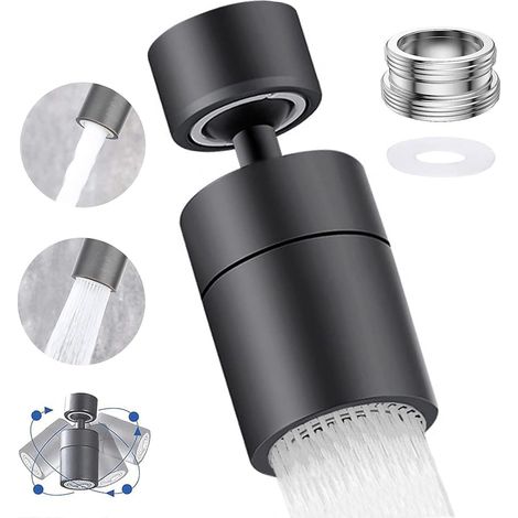Aérateur de robinet 65 x 27 mm, vendu à l'unité (noir mat), rotation à 360° (1/5)