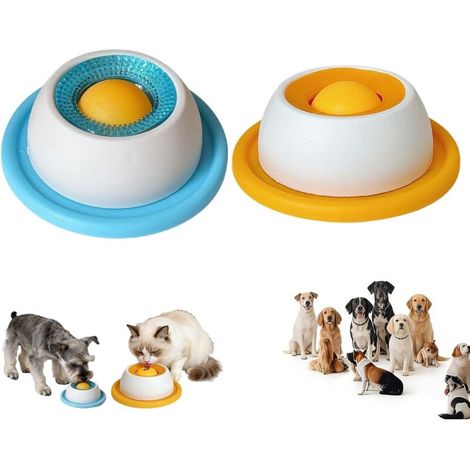Lot de 2 jouets à lécher pour chiens, gamelle à lécher, balle à lécher, nourriture humide, tapis à lécher antidérapant, gamelle avec balle rotative intégrée, jouets à lécher pour chiens, chats et chio (1/5)