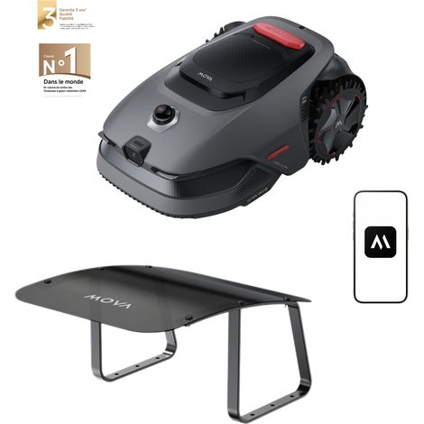 MOVA LiDAX Ultra 1200 – Jusqu’à 1200 m², Abri pour robot tondeuse inclus, LiDAR 3D 360° IA, Cartographie Automatique, Coupe-Bordures