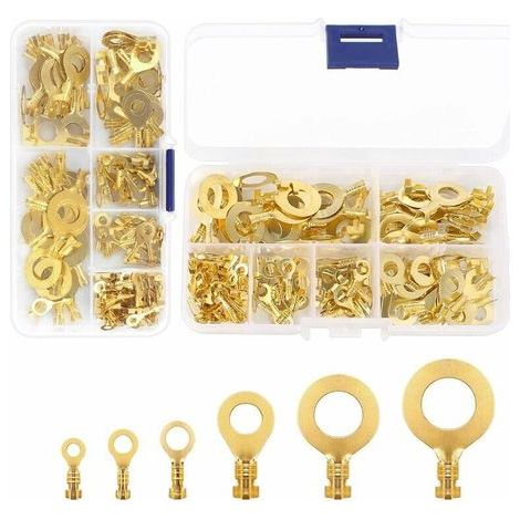300 Pcs Kit de Bornes Cosses Electrique Bornes à Anneaux en Cuivre Cosse à Sertir Connecteur à Anneaux M3 M4 M5 M6 M8 M9 M10 Connecteur à Sertir de Câble Assortiment pour Moto Voiture Modélis,de DEBUN (1/5)