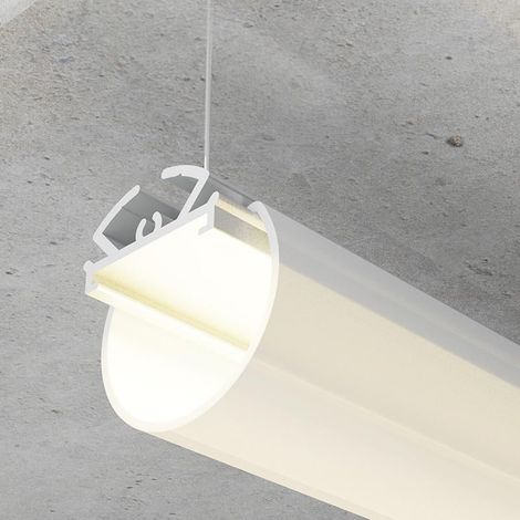 IluminaShop - Perfil de Aluminio Redondo Dylan 2 metros – Opcional Colgante (1/3)