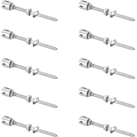 10 Colliers Croisés en Acier Inoxydable 316 Anti-Corrosion Serre-Câbles avec Tige Filetée pour Cordes ≤3/4mm 4mm / 0,16in (1/5)