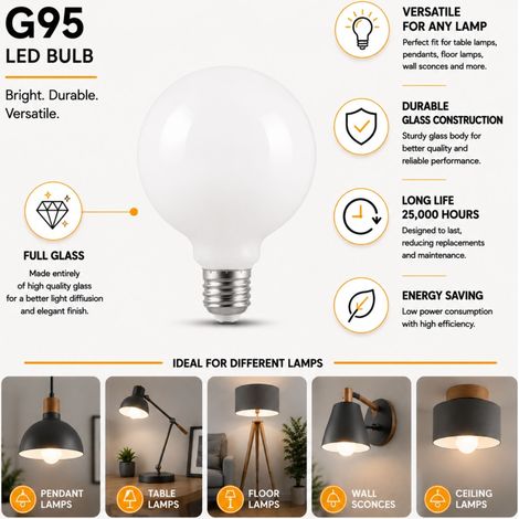 Bombilla LED Decorativa "Milky" - Regulable - E27 G95 - 6W -