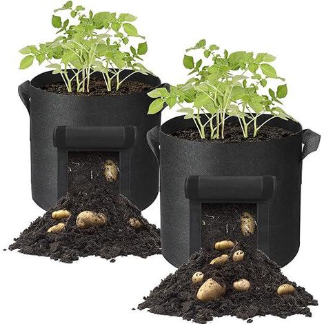 Lot de 2 sacs de culture pour pommes de terre, 10 gallons (environ 38 litres), avec poignées et fenêtre de récolte, pour la culture de pommes de terre et de tomates. (1/5)