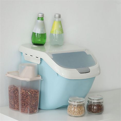 Blauer, wasserdichter Klappbehälter für Trockenlebensmittel, Größe S (26 x 34 x 21 cm), für die Küche – Multifunktionaler Kunststoffbehälter für Reis, Getreide, Snacks (1/3)
