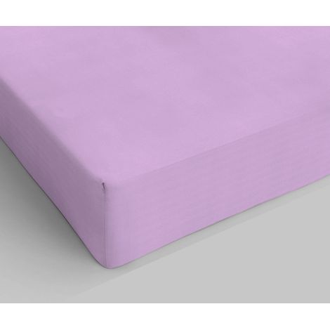 Italian Bed Linen Lenzuolo sotto con Angoli Max Color, 100% Cotone, Lilla, Matrimoniale (1/2)