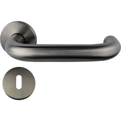 Poignée de porte inox U rosace clé