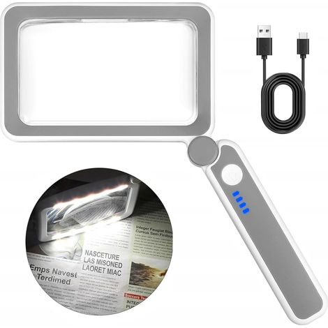 Loupe 5X avec lumière LED - Loupe mains libres rechargeable pour la lecture de petits caractères et pour les personnes âgées malvoyantes (1/5)