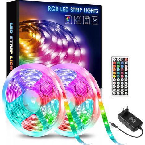 Tira LED RGB 5050 de 20 m con 360 LED, luz LED regulable, kit con control remoto IR de 44 teclas, decoración para dormitorio, cocina, hogar y boda. (1/5)