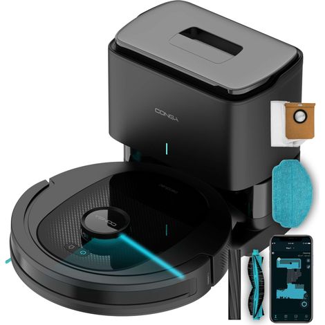 Aspirateur Robot Laveur Navigation Laser, Nettoyage 4en1 (Aspiration, Balayage, Nettoyage, serpillière), 7000 Pa,170 Min d’autonomie,App (1/5)
