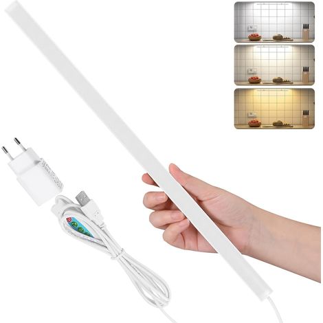 Réglette LED pour Cuisine ou Atelier, Lampe de Placard Dimmable à 3 Couleurs Chaude/Froid/Naturelle, Lumière LED avec Prise, 8 400 17.5mm (1/5)