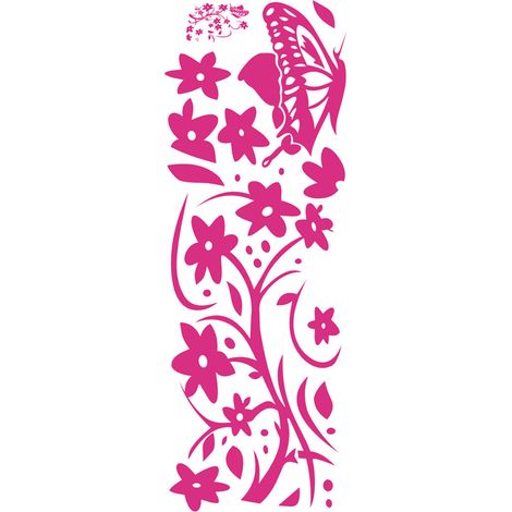 Autocollant Mural Rotin Fleur - Décoration Amovible PVC Noir Pour Salon Chambre Enfant - 4 Feuilles (1/5)