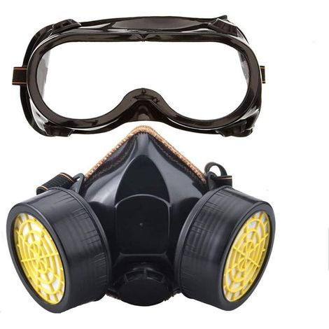 Masque Respiratoire, Kit Masque Protection Respiratoire Réutilisable, Anti Poussière, Anti Gaz Masque Chimique Avec Lunettes De Protection Pour Peinture Travaux, Bricolage Ponçage (1/5)