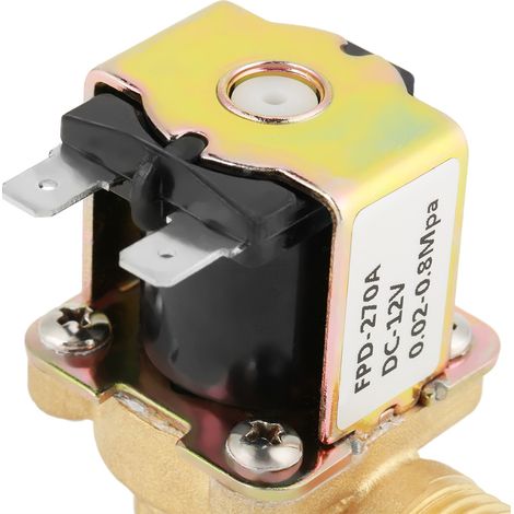 Électrovanne électrique en laiton DN15 G1/2, 12 V CC, normalement fermée, avec filtre pour l'arrivée d'eau. (1/5)