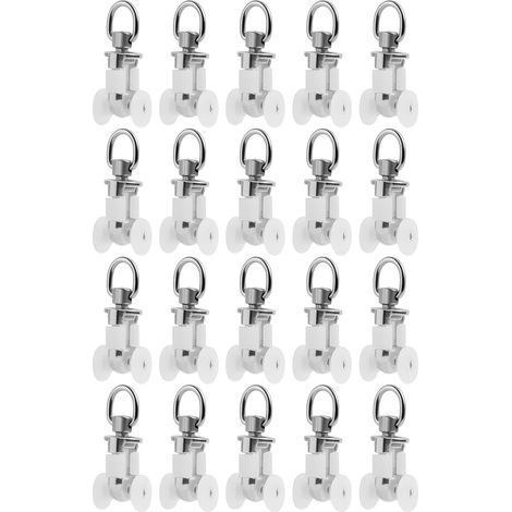 20 Pièces Rouleaux pour Rails de Rideaux en Métal, Accessoires de Glissement pour Voies de Rideau, Poulies pour Rails de Rideaux, Adaptés pour Salons, Chambres et Salles de Bain (1/5)