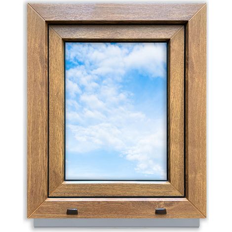 Ventana PVC Roble Dorado 50x60 DERECHA nueva 500x600 mm oscilobatiente doble acristalamiento (1/5)