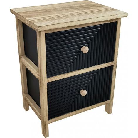 Mobiletto in legno con due cassetti fisso nero e beige 34x25xH43.5 cm Artec