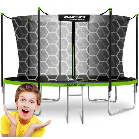 Trampolino da giardino Neo-Sport da 12 piedi/374 cm con rete interna e scala (1/5)