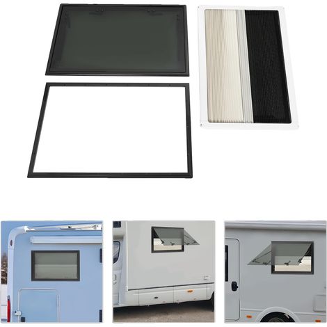 Fenêtre à poussée RV, 800 mm x 500 mm, alliage d'aluminium, ouverture à 85 degrés, écrans plissés cachés, système de ventilation (1/5)