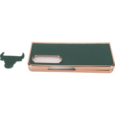 Étui en cuir de vachette véritable nano-électroplaqué avec motif étoile pour téléphone pliable Samsung Galaxy Z Fold 4, résistant aux rayures et vert. (1/5)
