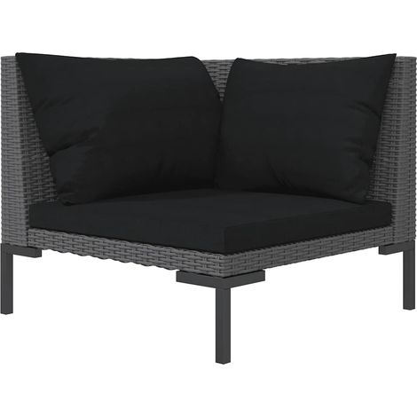 Canapé de jardin Divan de jardin avec coussins Résine tressée demi-ronde (1/5)
