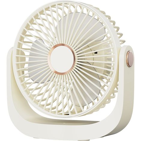 Ventilateur de Bureau Portable, Ventilateur USB 4000 mAh Batterie Rechargeable, Mini Ventilateur 5 Vitesses avec Veilleuse, Réglable à 360 ° Ventilateur de Table Pour Maison, Bureau, Cuisine, Camping (1/5)