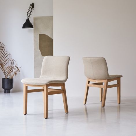 Lot de 2 Chaises Cocoon linen en bois de chêne massif (1/5)