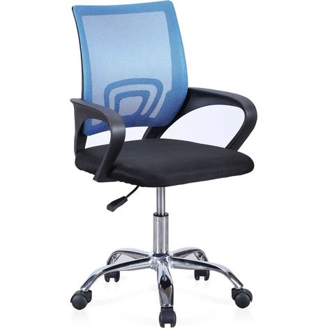 Silla de oficina Vita despacho Azul Negro giratoria apoyabrazos refuerzo lumbar tejido 3D transpirable metal 58x81x54 cm (1/5)