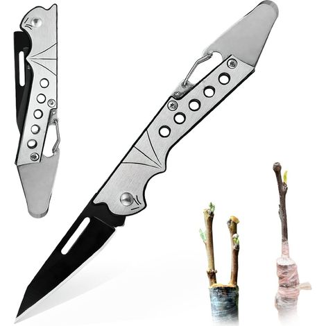 Couteau de Greffage Pliant, Serpette Jardin, Outil Horticole et de Greffage en Acier Inoxydable (1/5)