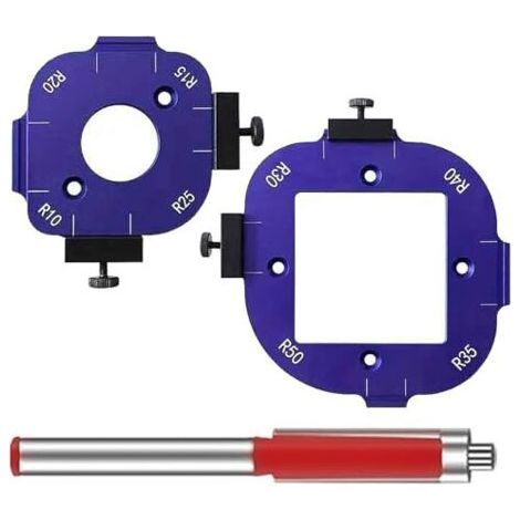 Gabarits de rayon pour défonceuse (2 unités) Gabarit de fraisage d'angle, 8 tailles (R10-R50) Gabarit de précision en aluminium pour le travail du bois Comprend des guides usinés C (1/5)