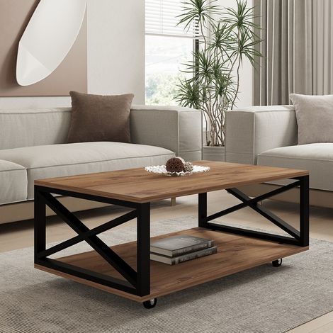 Couchtisch Lesegno, mit Rollen, ein Fach, rechteckig, 98x60x34h cm Dunkles Eichenbraun (1/5)