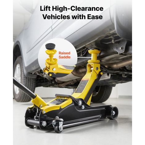 Cric hydraulique bas profil 2,5 t, cric rouleur acier pompe rapide mono piston + adaptateurs SUV, levage voiture 85-350 mm sport berline (1/5)