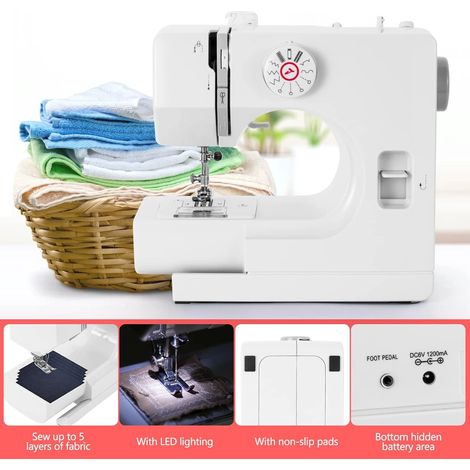 Machine à coudre portable pour la maison, avec 12 aiguilles intégrées et une pédale, idéale pour les débutants. (1/5)
