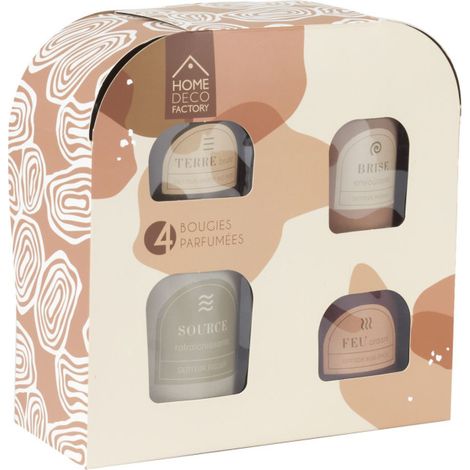 Coffret 4 Bougies Parfumées "Éléments" 8cm Beige (1/5)