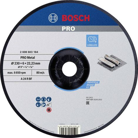 Mola da sbavo a centro depresso 230x6 mm Standard for Metal A 24 P BF Bosch 2608603184