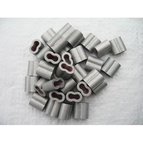 Fence Wire Crimp Sleeves Aluminium 4-5MM x50 (Double Barrell Ferrule Loop Fencing Garden)