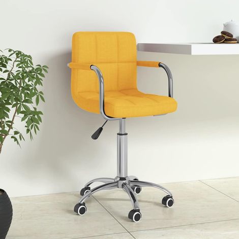 vidaXL Chaise pivotante de bureau Jaune moutarde Tissu (1/5)